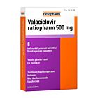 VALACICLOVIR RATIOPHARM 500 mg TABLETTI, KALVOPÄÄLLYSTEINEN 8 fol