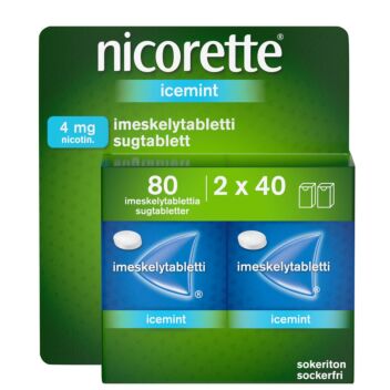NICORETTE ICEMINT 4 mg IMESKELYTABLETTI, PURISTETTU 2X40 80 kpl