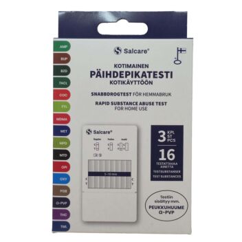 SALCARE PÄIHDEPIKATESTI 16 TESTATTAVAA AINETTA 3 kpl