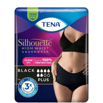 TENA SILHOUETTE PLUS L BLACK HIGH WAIST 8 kpl