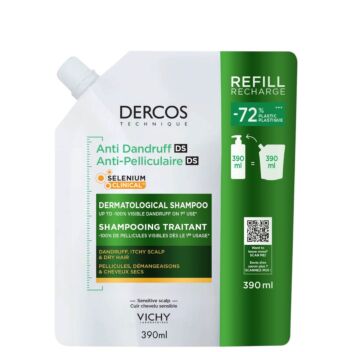 VICHY DERCOS ANTI-DANDRUFF SHAMPOO KUIVILLE HIUKSILLE TÄYTTÖPAKKAUS 390 ML