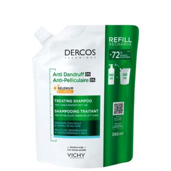VICHY DERCOS ANTI-DANDRUFF SHAMPOO NORM&RASV HIUKSILLE TÄYTTÖPAKKAUS 390 ML