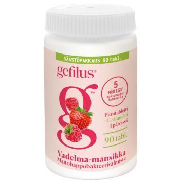 GEFILUS PURUTABLETTI VADELMA-MANSIKKA 90 KPL