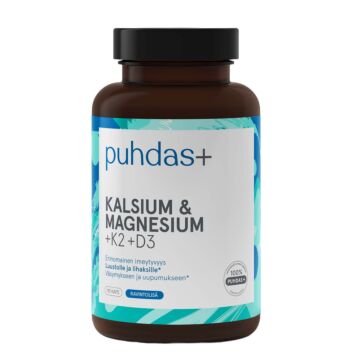 PUHDAS+ KALSIUM & MAGNESIUM+K2+D3 90 kpl