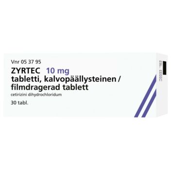 ZYRTEC 10 mg TABLETTI, KALVOPÄÄLLYSTEINEN 30 fol