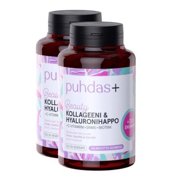 PUHDAS+ BEAUTY KOLLAGEENI & HYALURONIHAPPO SÄÄSTÖPAKKAUS 2 X 150 KAPS