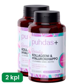 PUHDAS+ BEAUTY KOLLAGEENI & HYALURONIHAPPO SÄÄSTÖPAKKAUS 2 X 150 KAPS