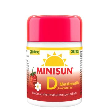 MINISUN D-VITAMIINI METSÄMANSIKKA 20 MIKROG TABL 200 kpl