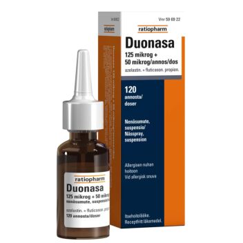 DUONASA 125/50 mikrog/annos NENÄSUMUTE, SUSPENSIO 120 annosta