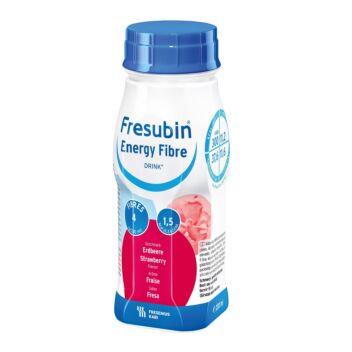 FRESUBIN ENERGY FIBRE DRINK NESTE, TÄYDENNYSRAVINTOVALMISTE MANSIKKA 4 X 200 ML