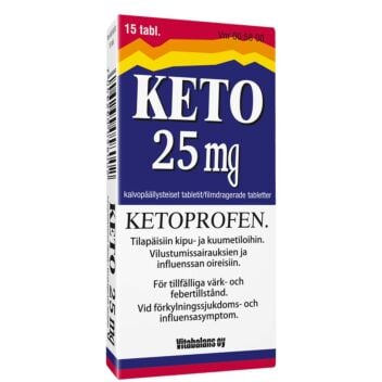 KETO 25 mg TABLETTI, KALVOPÄÄLLYSTEINEN 15 fol