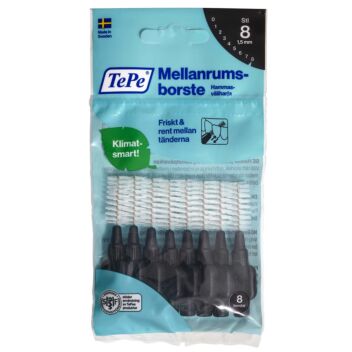 HAMMASVÄLIHARJA TEPE 1,5MM MUSTA 8 kpl