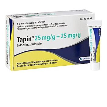 TAPIN 25 mg/g+25 mg/g EMULSIOVOIDE 3 PEITTOSIDETTÄ 5 g
