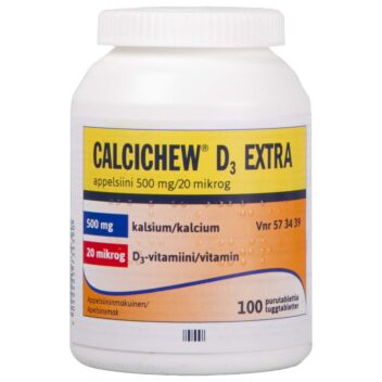 CALCICHEW D3 EXTRA APPELSIINI 500 mg/20 mikrog PURUTABLETTI 100 kpl