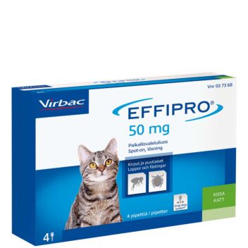 EFFIPRO 50 mg PAIKALLISVALELULIUOS KISSOILLE 4x0,5 ml
