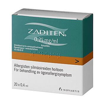 ZADITEN 0,25 mg/ml SILMÄTIPAT, LIUOS, KERTA-ANNOSPAKKAUS 20 x 0,4 ml