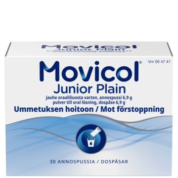 MOVICOL JUNIOR PLAIN JAUHE ORAALILIUOSTA VARTEN, ANNOSPUSSI 30 kpl
