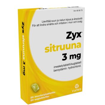 ZYX SITRUUNA 3 mg IMESKELYTABLETTI 20 fol