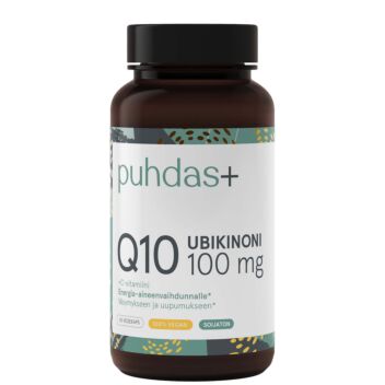 PUHDAS+ UBIKINONI Q10 100 MG + C-VITAMIINI VEGAN 60 KPL