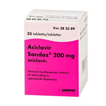 ACICLOVIR SANDOZ 200 mg TABLETTI 25 kpl