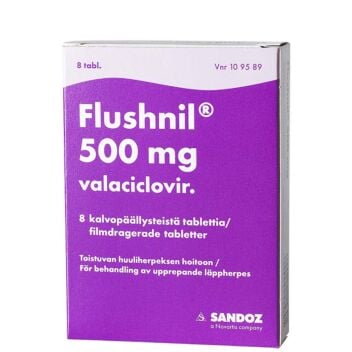 FLUSHNIL 500 mg TABLETTI, KALVOPÄÄLLYSTEINEN 8 fol