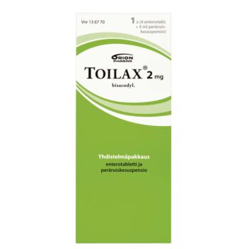 TOILAX YHDISTELMÄPAKKAUS 5 mg + 2 mg/ml ENTEROTABLETTI JA PERÄRUISKESUSPENSIO 4 fol + 5 ml