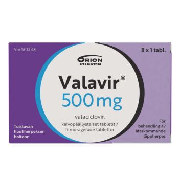 VALAVIR 500 mg TABLETTI, KALVOPÄÄLLYSTEINEN 8 fol