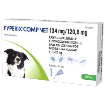 FYPERIX COMP VET 134 mg/120,6 mg PAIKALLISVALELULIUOS KOIRALLE YLI 10 KG-20 KG 1,34 ml