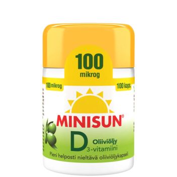 MINISUN D-VITAMIINI OLIIVIÖLJY 100 MIKROG 100 KAPS