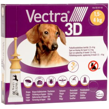 VECTRA 3D 44/3,9/317 mg PAIKALLISVALELULIUOS KOIRILLE 1,5-4 KG 3x0,8 ml