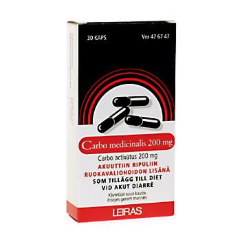 CARBO MEDICINALIS 200 mg KAPSELI, KOVA 30 fol