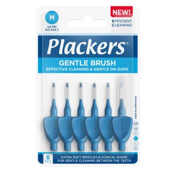 PLACKERS GENTLE BRUSH M 0.6 MM HAMMASVÄLIHARJA SININEN 6 kpl