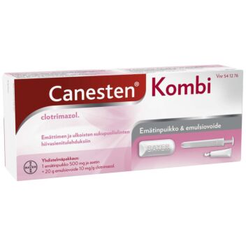 CANESTEN KOMBI 500 mg + 10 mg/g EMULSIOVOIDE + EMÄTINPUIKKO, TABLETTI 1 + 20 g