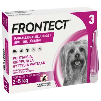 FRONTECT 33,8/252,4 mg PAIKALLISVALELULIUOS KOIRILLE 2-5 KG 3x0,5 ml