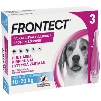 FRONTECT 135,2/1009,6 mg PAIKALLISVALELULIUOS KOIRILLE 10-20 KG 3x2 ml