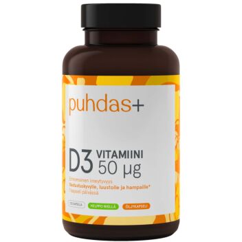PUHDAS+ D3-VITAMIINI 50 MIKROG KAPS 120 kpl