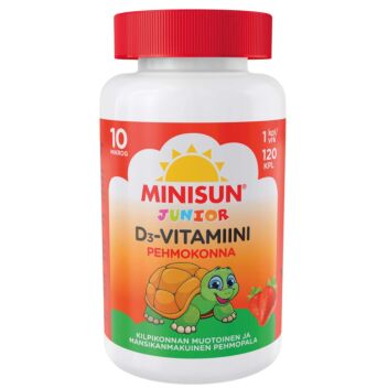 MINISUN PEHMOKONNA D-VITAMIINI MANSIKKA 10 MIKROG PURESKELTAVA 120 kpl