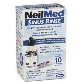 NEILMED SINUS RINSE NENÄHUUHTELIJA JA SUOLA-ANNOSPUSSI 10 kpl