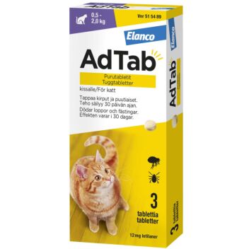 ADTAB 12 mg PURUTABLETTI KISSOILLE 0,5-2 KG 3 fol