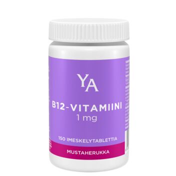 YA B12-VITAMIINI 1 MG MUSTAHERUKKA IMESKELYTABLETTI 150 kpl