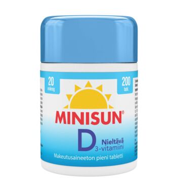 MINISUN D-VITAMIINI 20 MIKROG NIELTÄVÄ 200 kpl