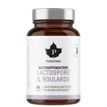 PUHDISTAMO MAITOHAPPOBAKTEERI LACTOSPORE & BOULARDII KAPS 60 KPL