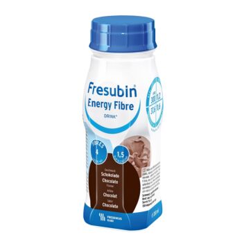 FRESUBIN ENERGY FIBRE DRINK NESTE, TÄYDENNYSRAVINTOVALMISTE SUKLAA 4 X 200 ML