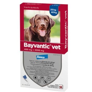 BAYVANTIC VET KOIRILLE 25-40 KG PAIKALLISVALELULIUOS 4x4,0 ml