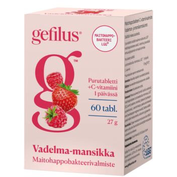 GEFILUS VADELMA-MANSIKKA PURUTABL 60 KPL