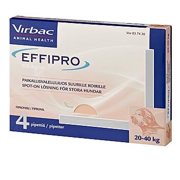 EFFIPRO KOIRILLE 20-40KG 100MG/ML PAIKALLISVALELULIUOS 4x2,68 ml