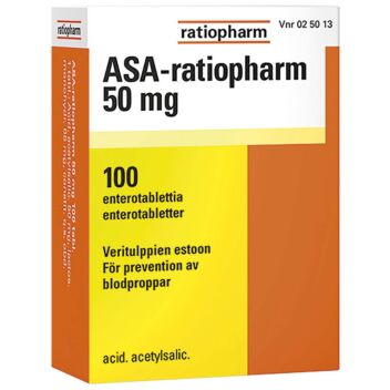 ASA-RATIOPHARM 50 MG OHUTSUOLESSA HAJOAVA TABLETTI 100 fol