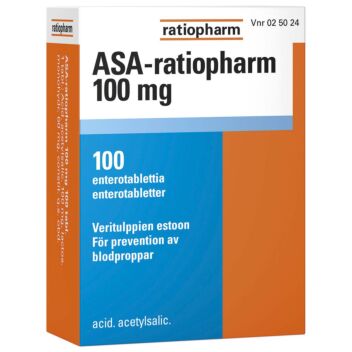 ASA-RATIOPHARM 100 MG OHUTSUOLESSA HAJOAVA TABLETTI 100 fol