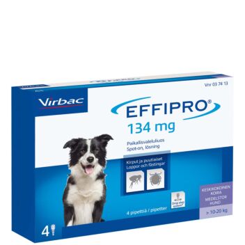EFFIPRO KOIRILLE 10-20KG 100MG/ML PAIKALLISVALELULIUOS 4x1,34 ml