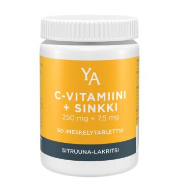 YA C-VITAMIINI+SINKKI 250+7,5 MG IMESKELYTABL 60 KPL